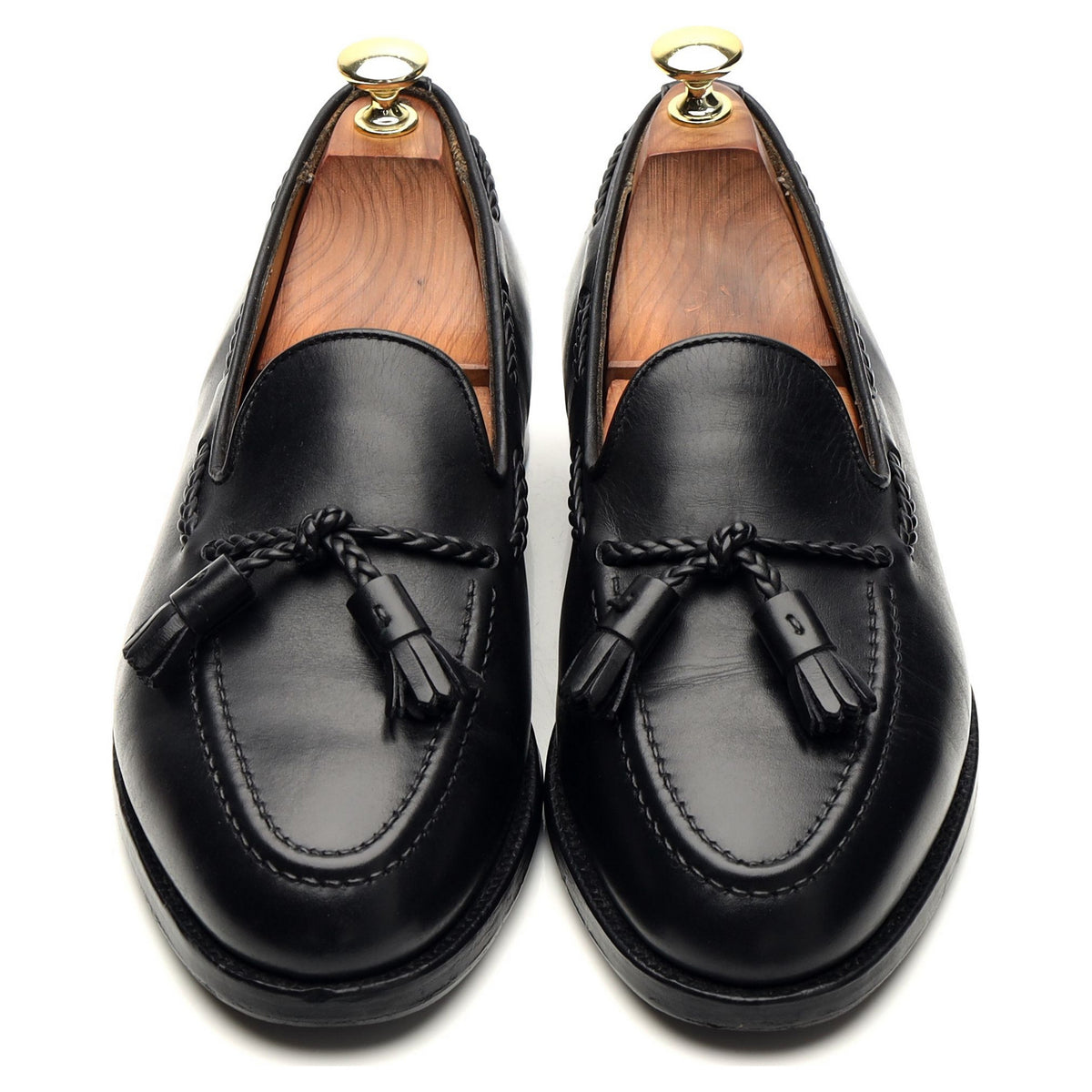 &#39;Barnwell&#39; Black Leather Tassel Loafers UK 7.5 EX