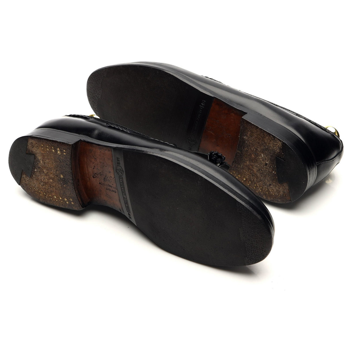 &#39;Barnwell&#39; Black Leather Tassel Loafers UK 7.5 EX