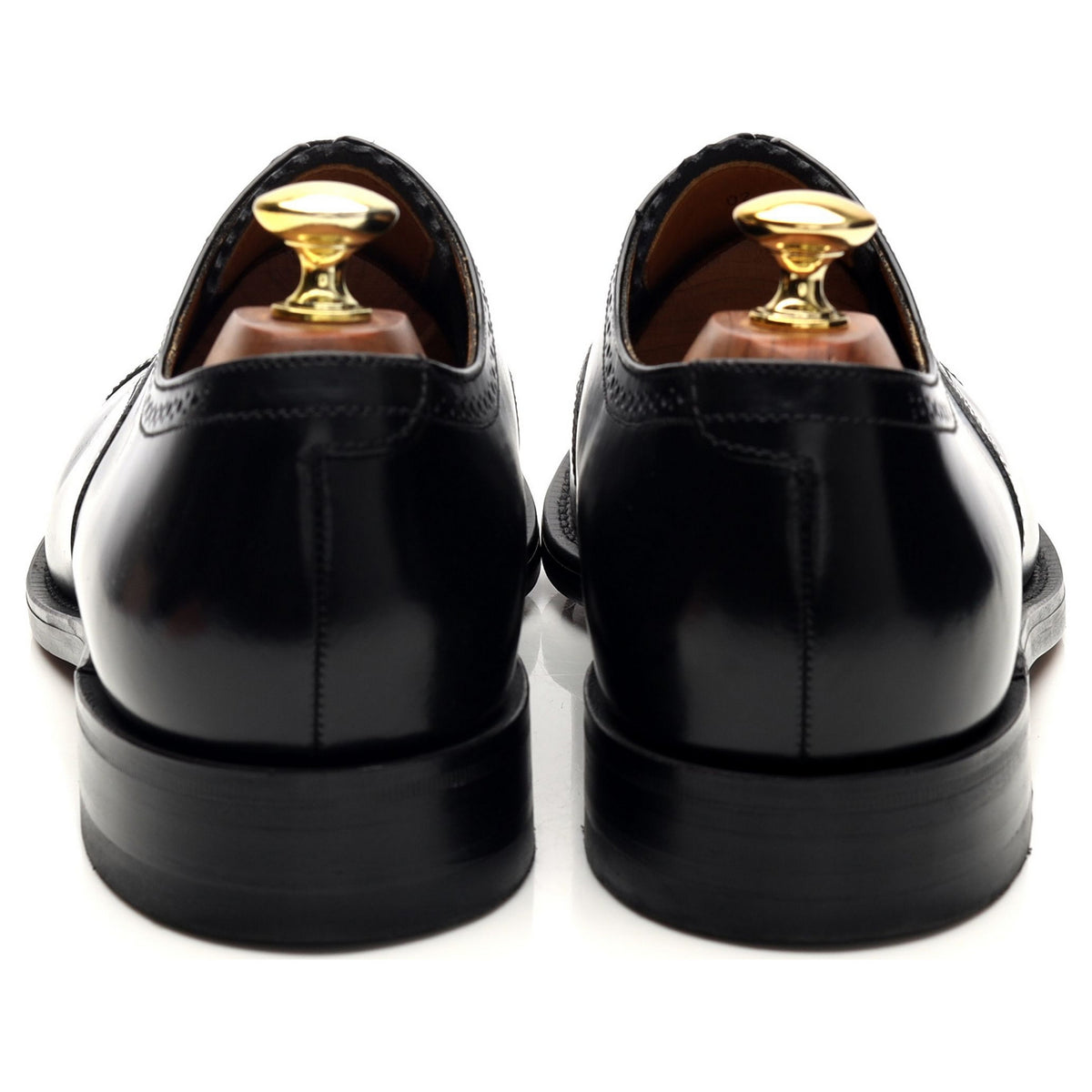 &#39;201B&#39; Black Leather Oxford Semi Brogues UK 8 F