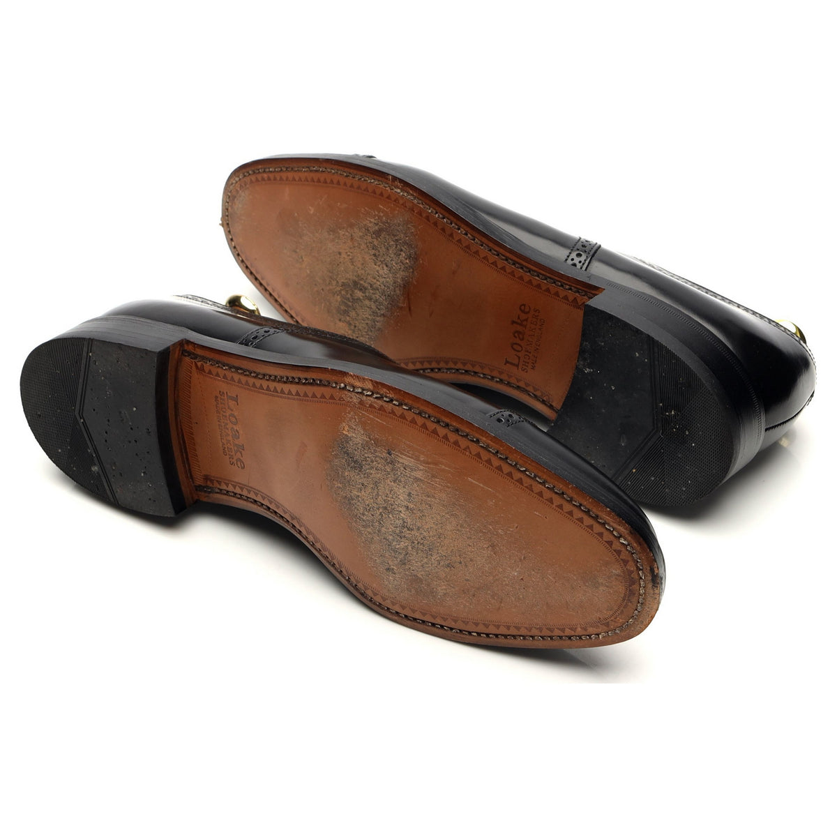 &#39;201B&#39; Black Leather Oxford Semi Brogues UK 8 F