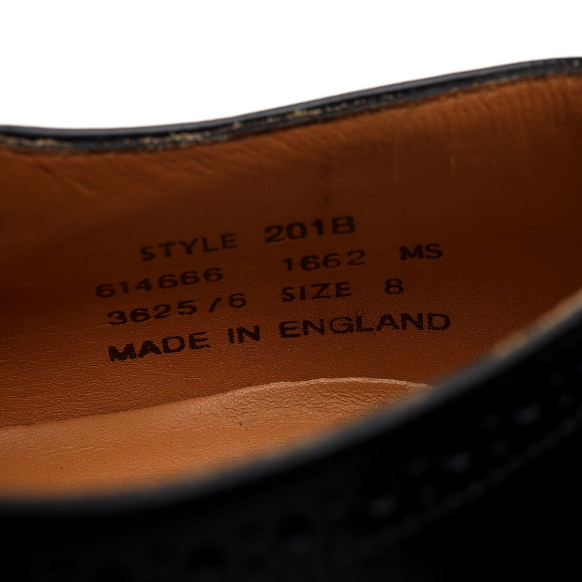 &#39;201B&#39; Black Leather Oxford Semi Brogues UK 8 F