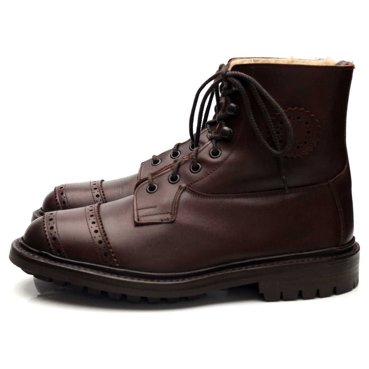 &#39;7997&#39; Dark Brown Leather Shearling Boots UK 7