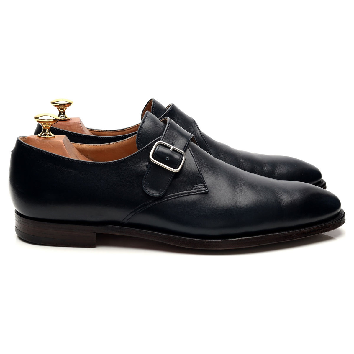 &#39;Malvern&#39; Navy Blue Leather Monk Strap UK 9 E