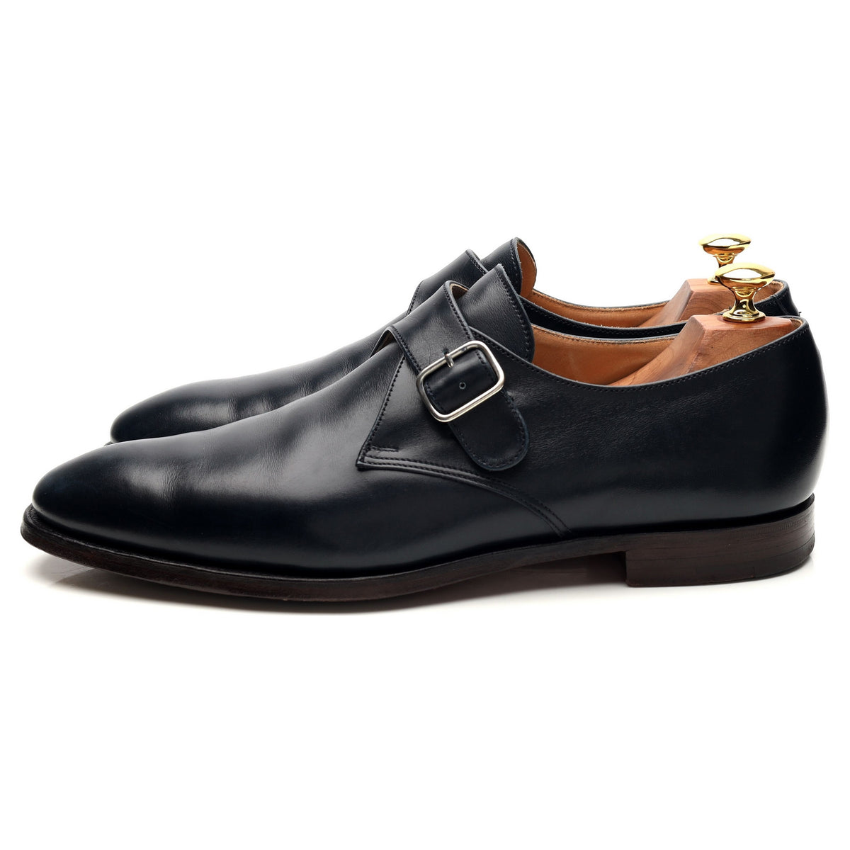 &#39;Malvern&#39; Navy Blue Leather Monk Strap UK 9 E