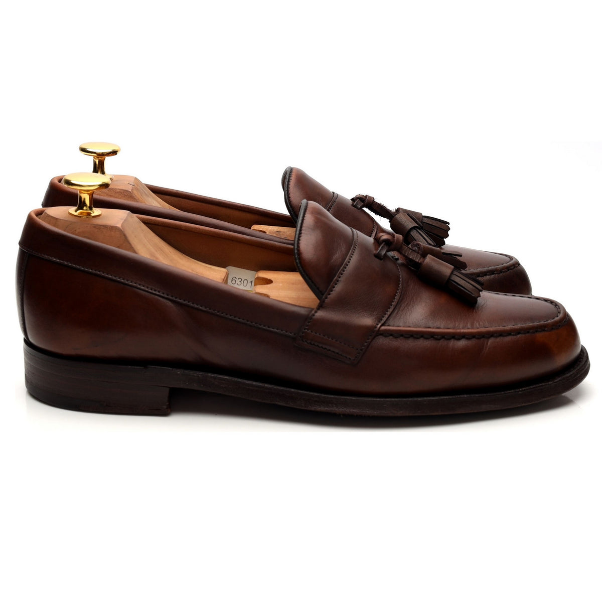 &#39;Hamish&#39; Brown Leather Tassel Loafers UK 6 G