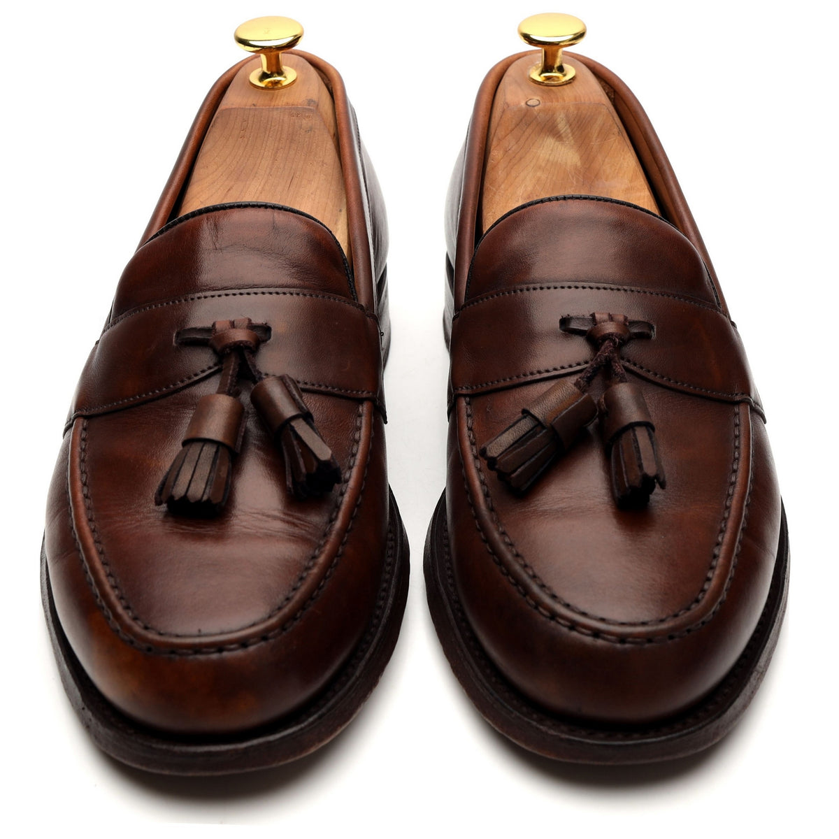 &#39;Hamish&#39; Brown Leather Tassel Loafers UK 6 G