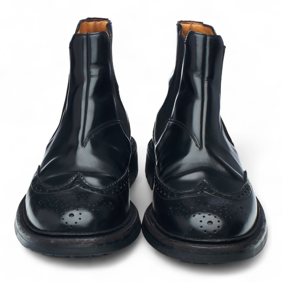 'McEntrye' Black Leather Brogue Chelsea Boots UK 10 G