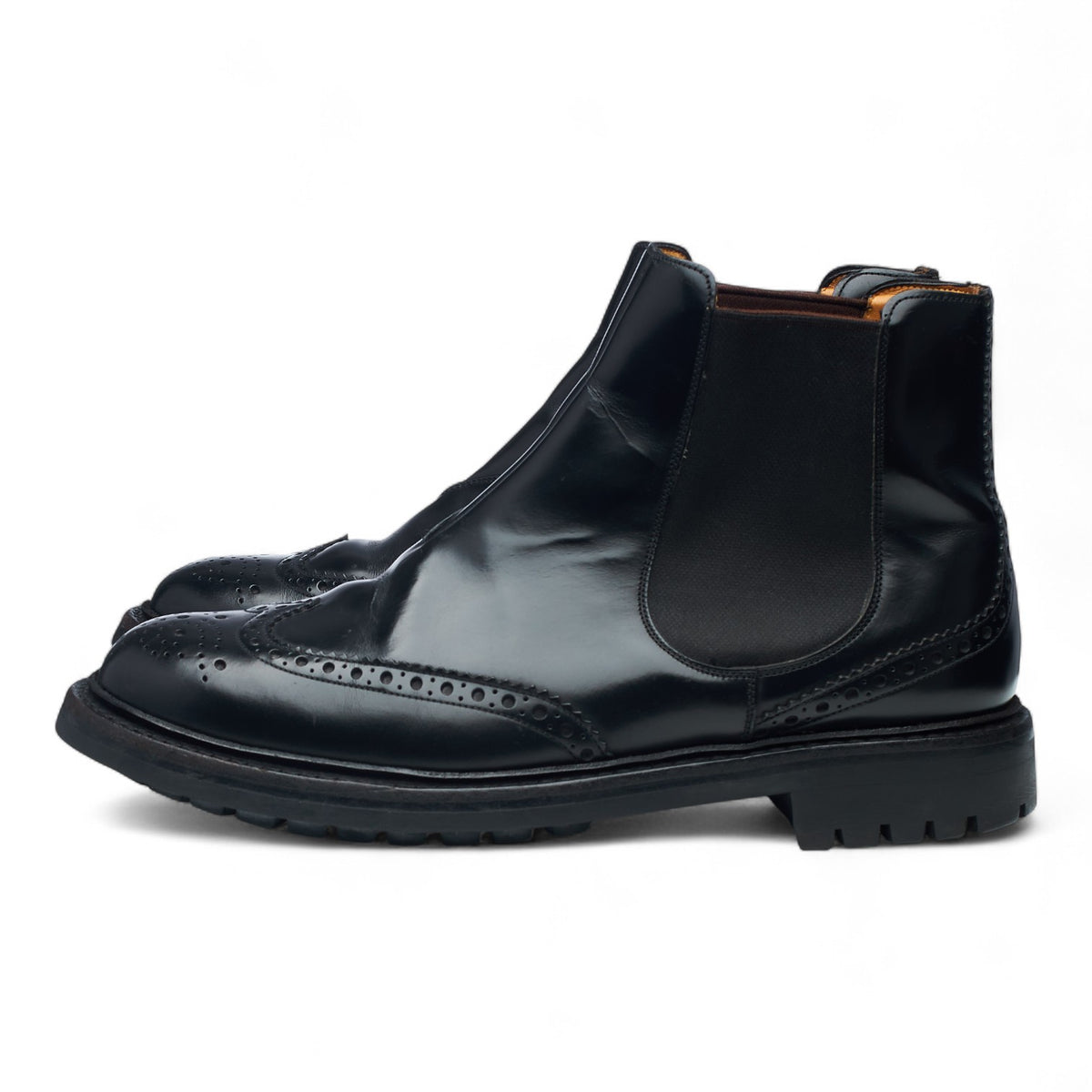 'McEntrye' Black Leather Brogue Chelsea Boots UK 10 G