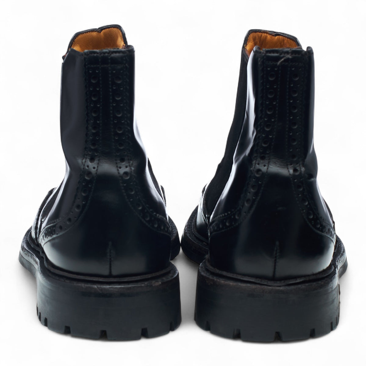 'McEntrye' Black Leather Brogue Chelsea Boots UK 10 G