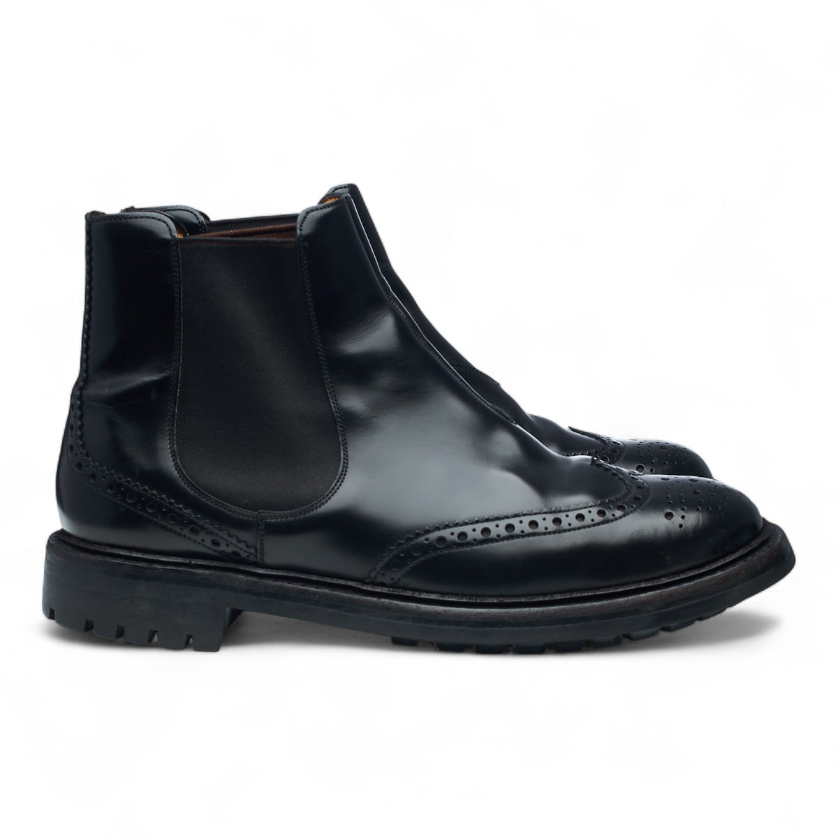'McEntrye' Black Leather Brogue Chelsea Boots UK 10 G