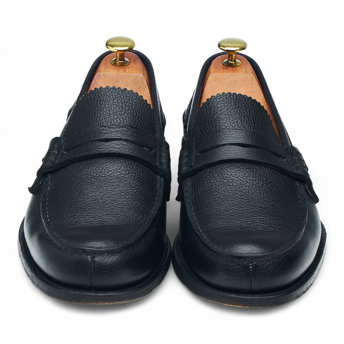 'Pembrey' Black Grain Leather Loafers UK 8.5 G