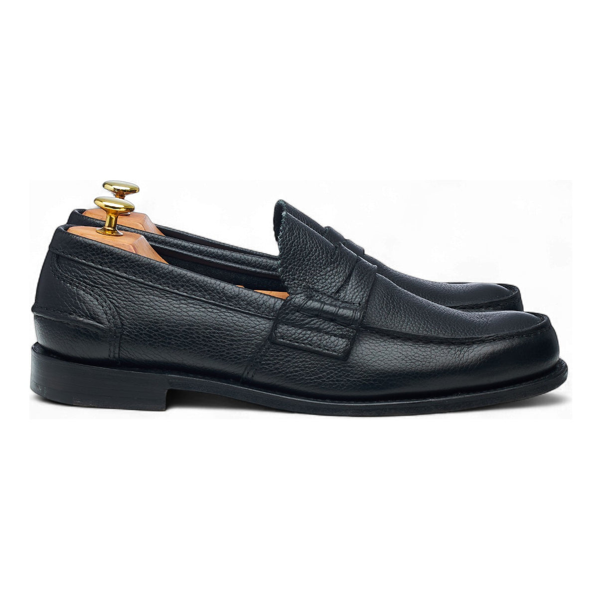 'Pembrey' Black Grain Leather Loafers UK 8.5 G