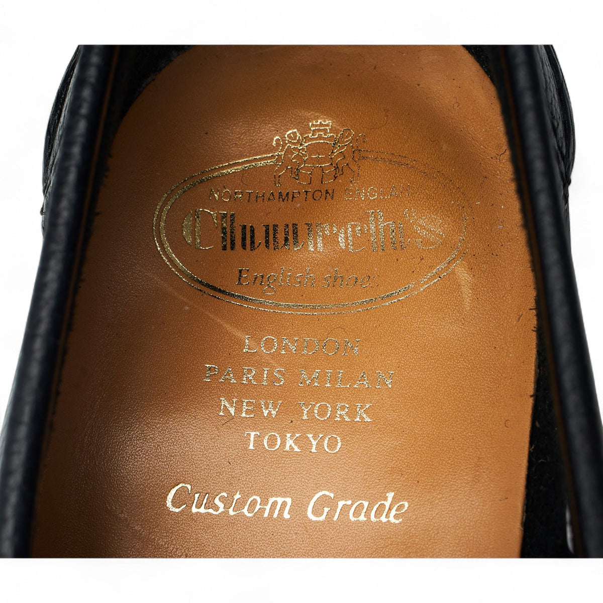 'Pembrey' Black Grain Leather Loafers UK 8.5 G