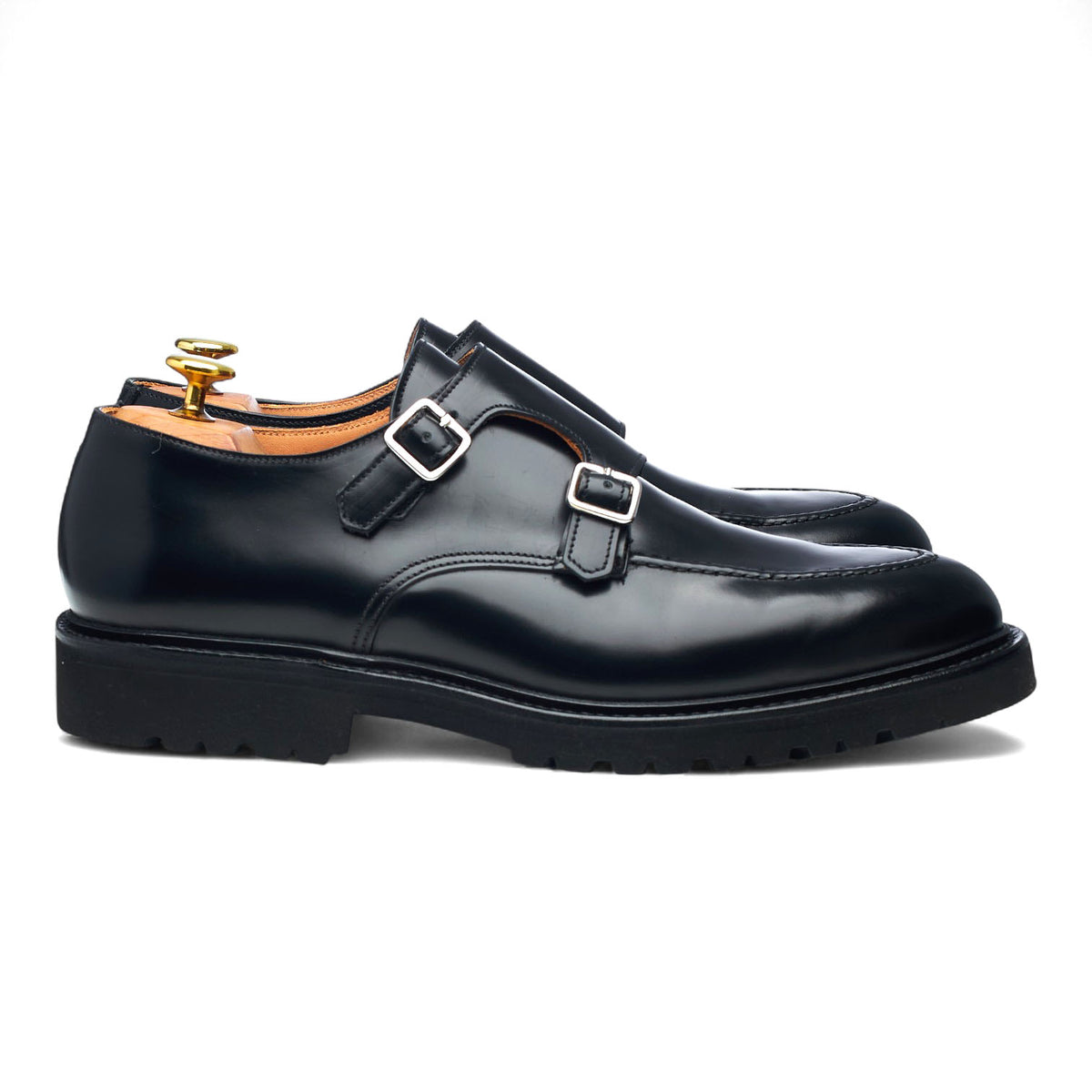 'Whitby' Black Leather Double Monk Strap UK 9 E