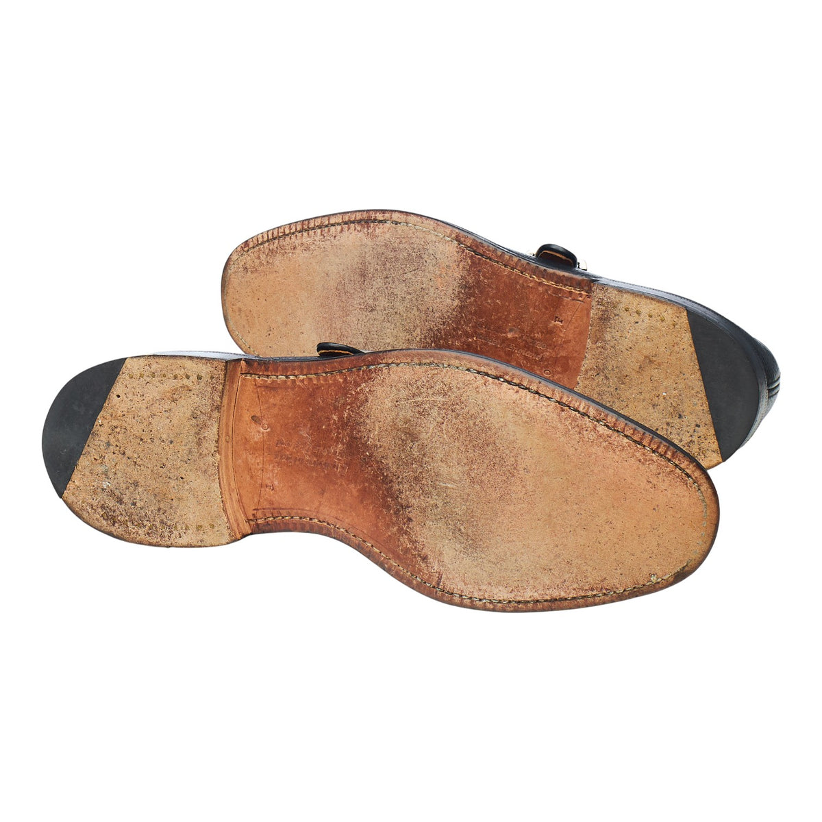 'Kansas' Black Grain Leather Split Toe Monk Strap UK 9 F