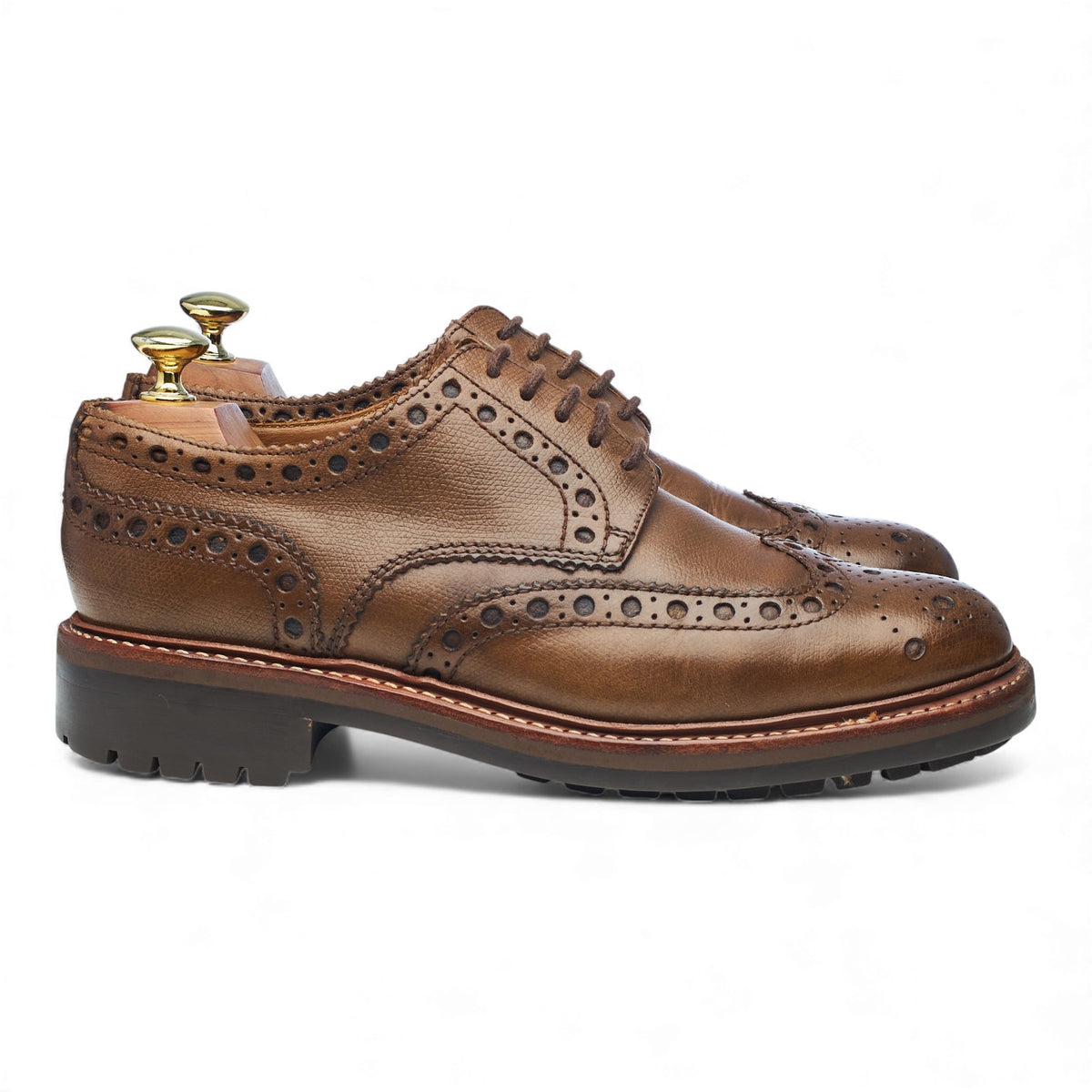 'Archie' Brown Grain Leather Derby Brogues UK 7 G