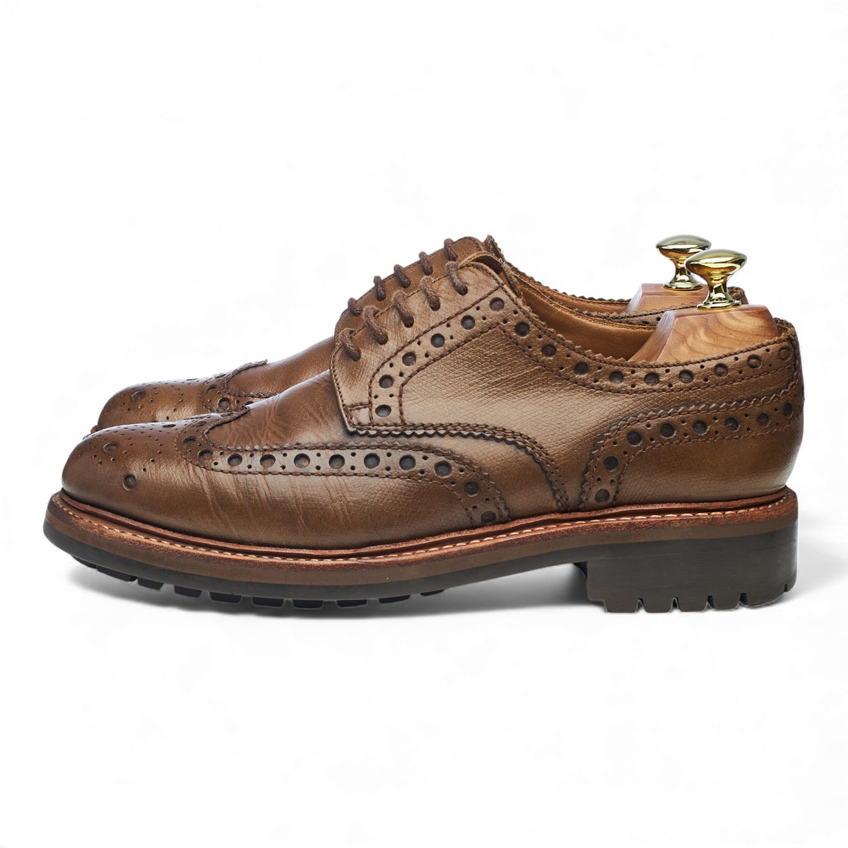 'Archie' Brown Grain Leather Derby Brogues UK 7 G