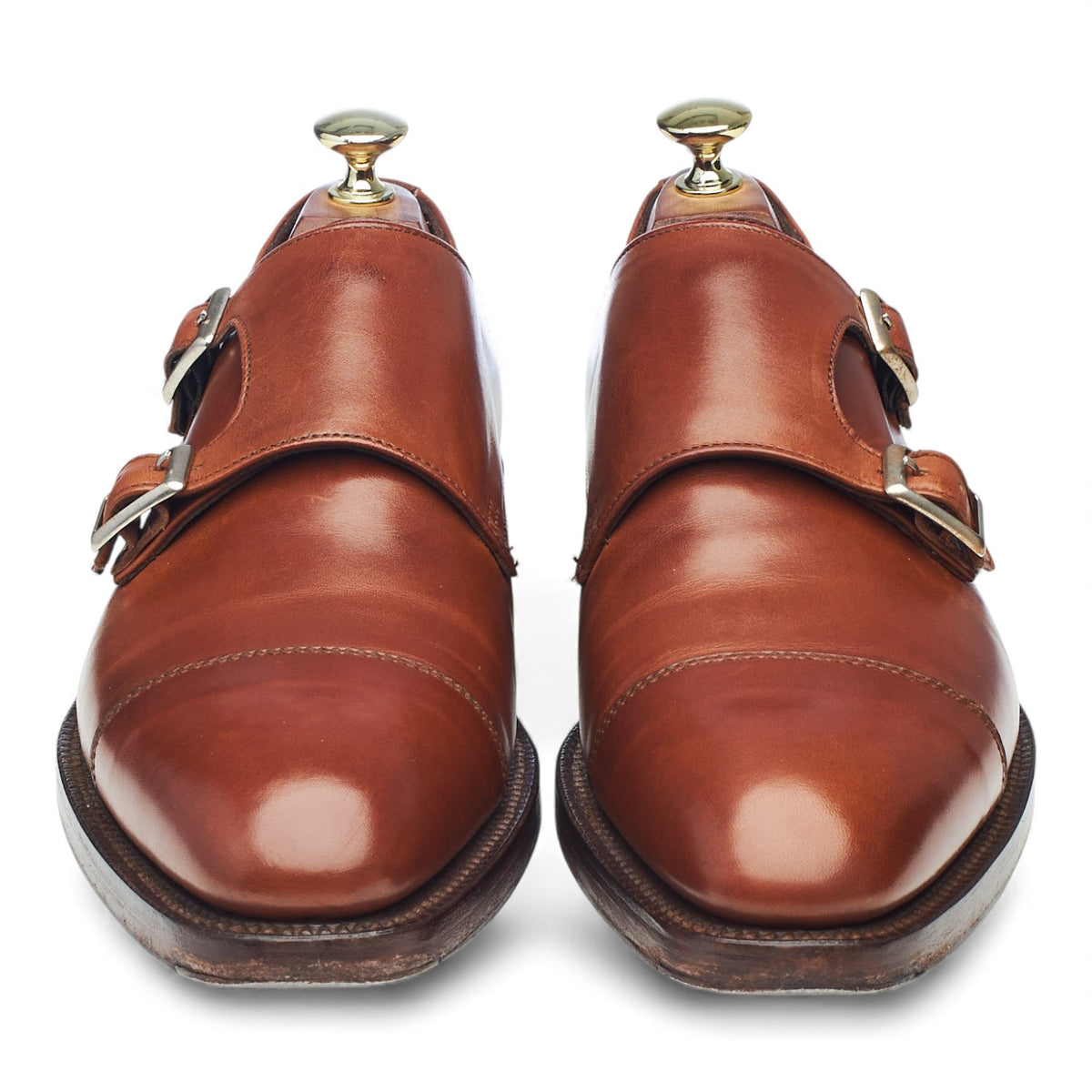 Sid Mashburn Tan Brown Leather Double Monk Strap UK 7 US 8 DX