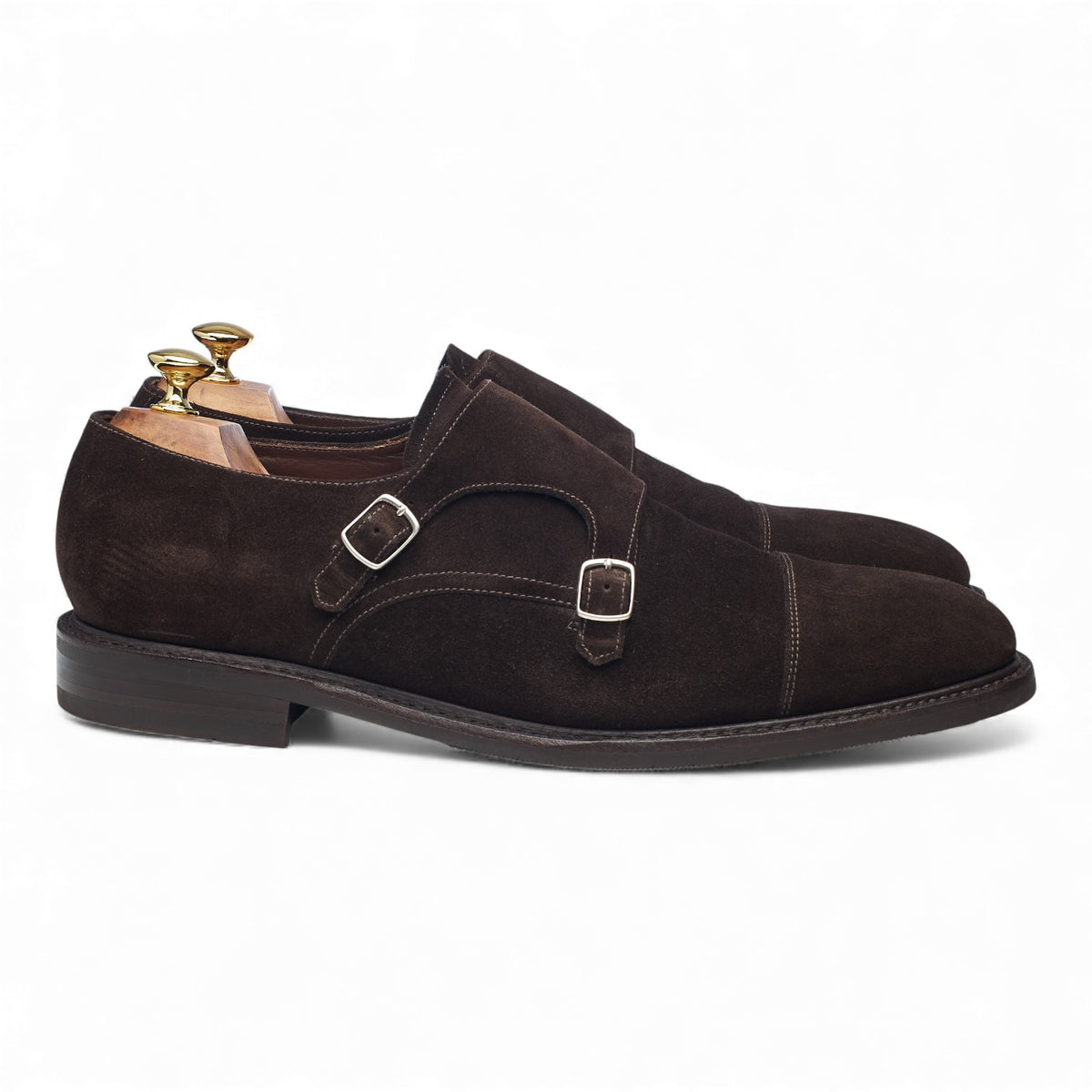 1880 'Benedict' Dark Brown Suede Double Monk Strap UK 11 F