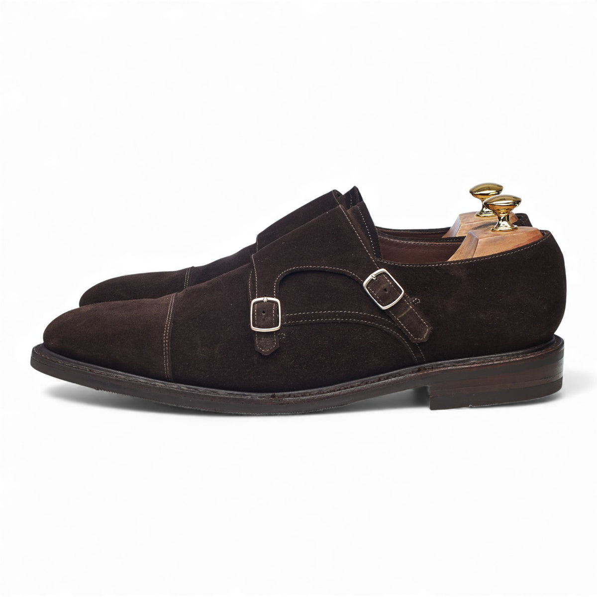 1880 'Benedict' Dark Brown Suede Double Monk Strap UK 11 F