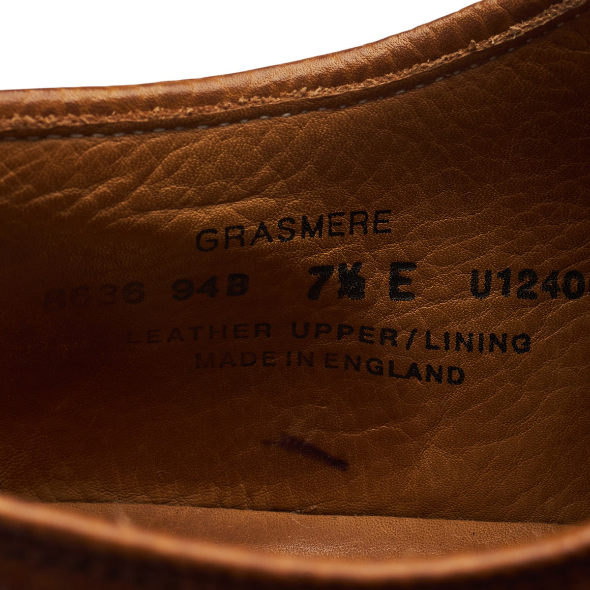 'Grasmere' Tan Brown Grain Leather Derby UK 7.5 E