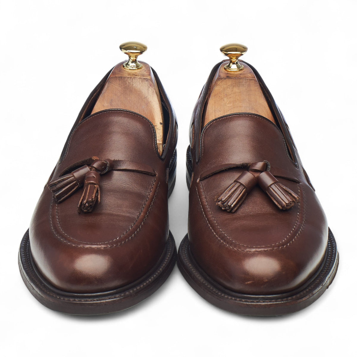 1880 'Nottingham' Dark Brown Leather Tassel Loafers UK 10.5 F