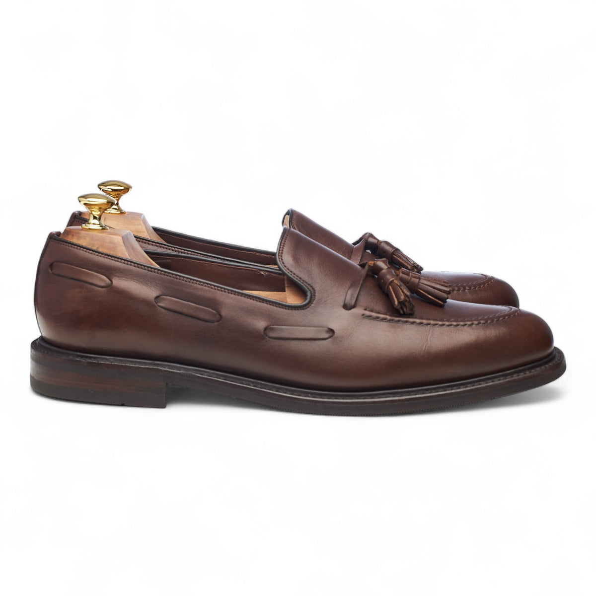 1880 'Nottingham' Dark Brown Leather Tassel Loafers UK 10.5 F