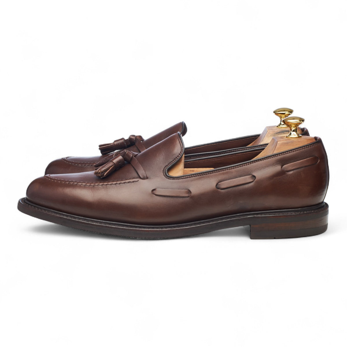 1880 'Nottingham' Dark Brown Leather Tassel Loafers UK 10.5 F
