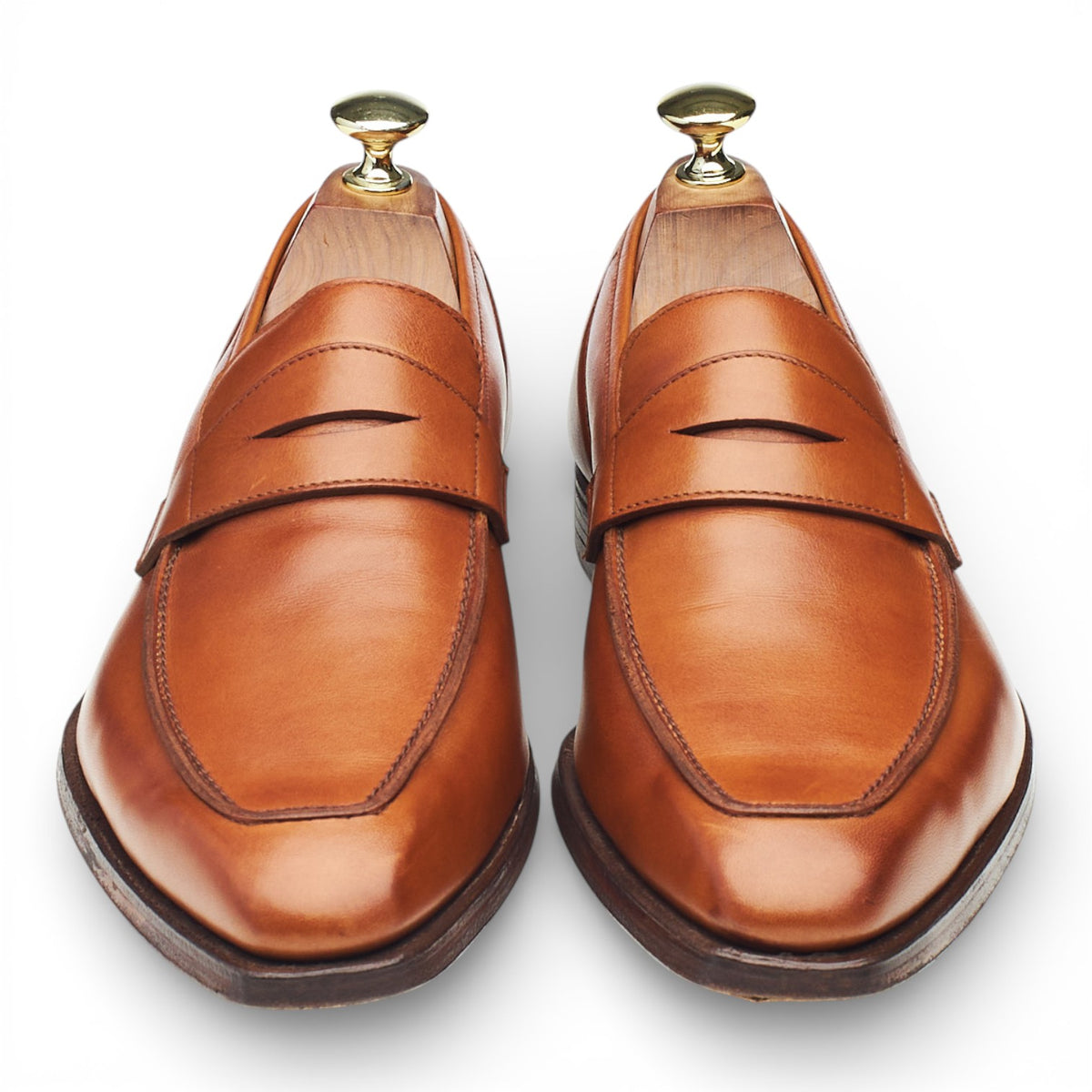 'George' Tan Brown Leather Loafers UK 7.5 E