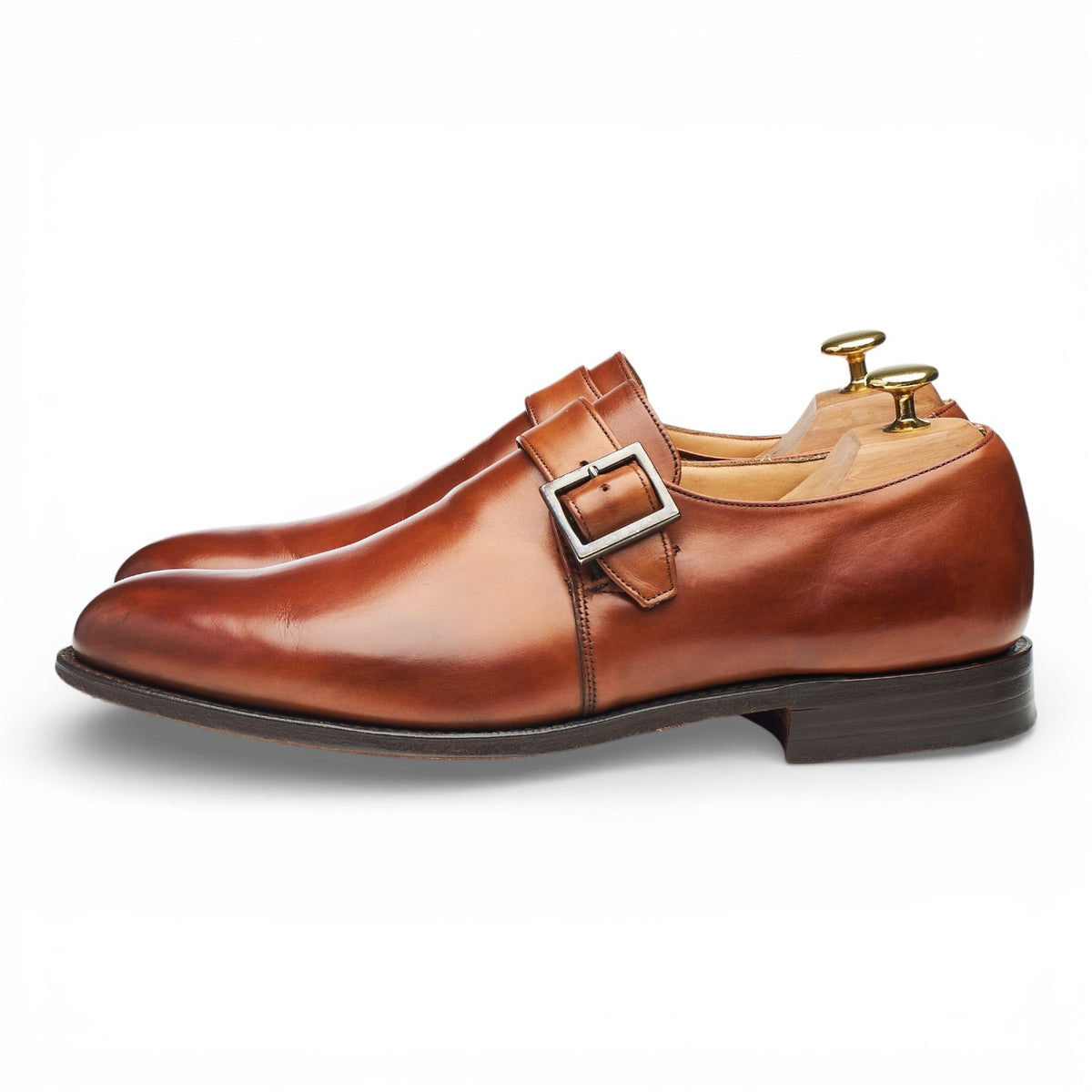 'Lisbon' Tan Brown Leather Monk Strap UK 7.5 G