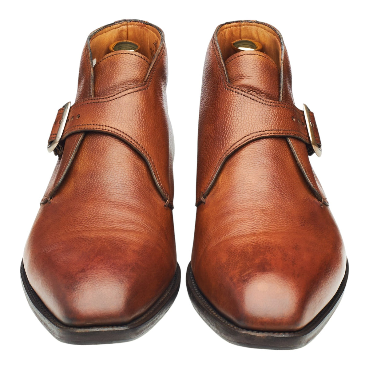 'Visionario' Tan Brown Leather Monk Strap Boots UK 10.5
