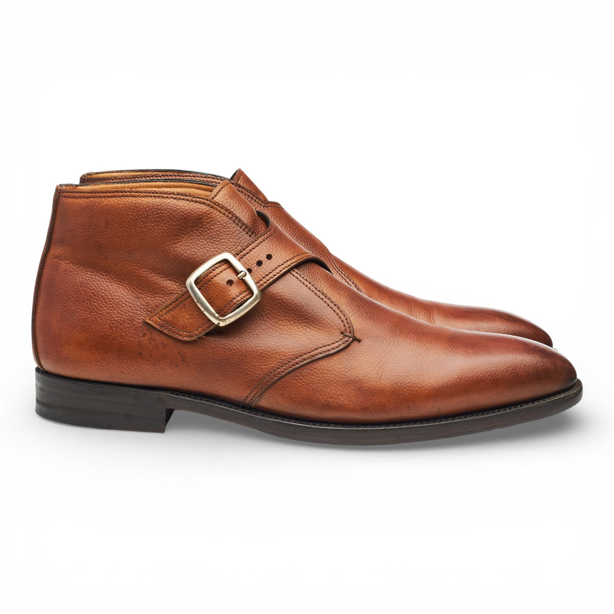'Visionario' Tan Brown Leather Monk Strap Boots UK 10.5