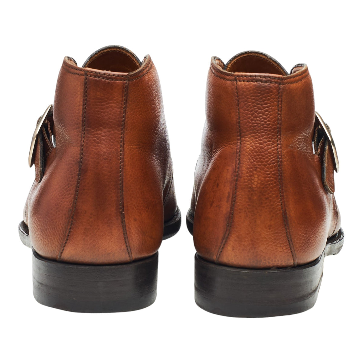 'Visionario' Tan Brown Leather Monk Strap Boots UK 10.5