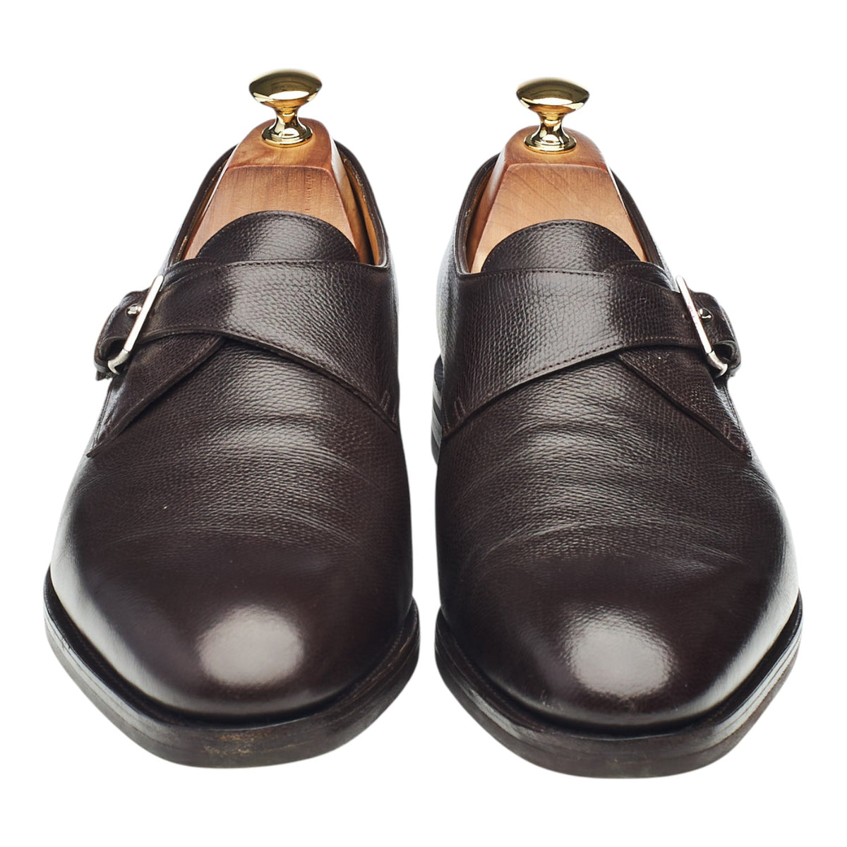 'Ashill' Dark Brown Grain Leather Monk Strap UK 10 E