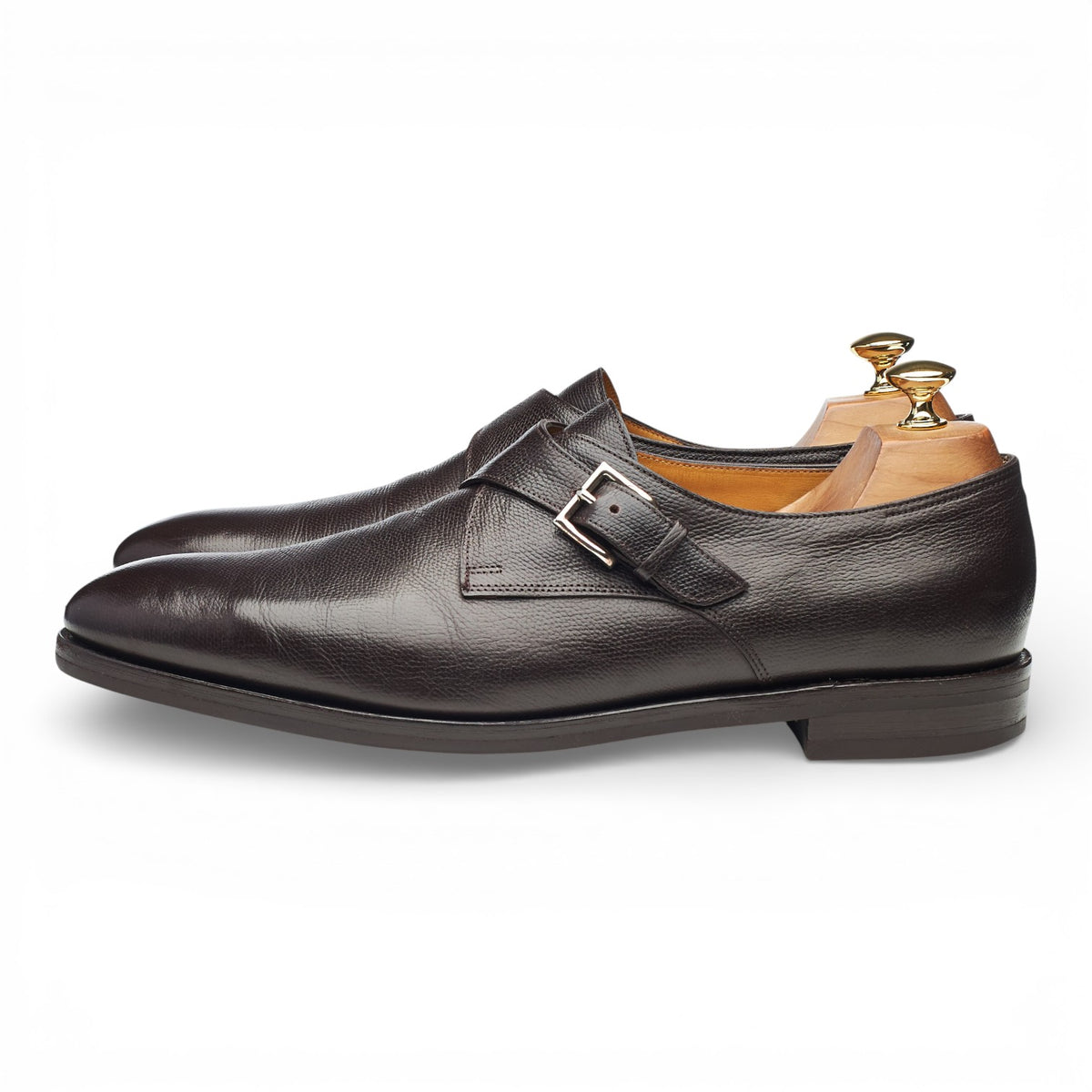 'Ashill' Dark Brown Grain Leather Monk Strap UK 10 E