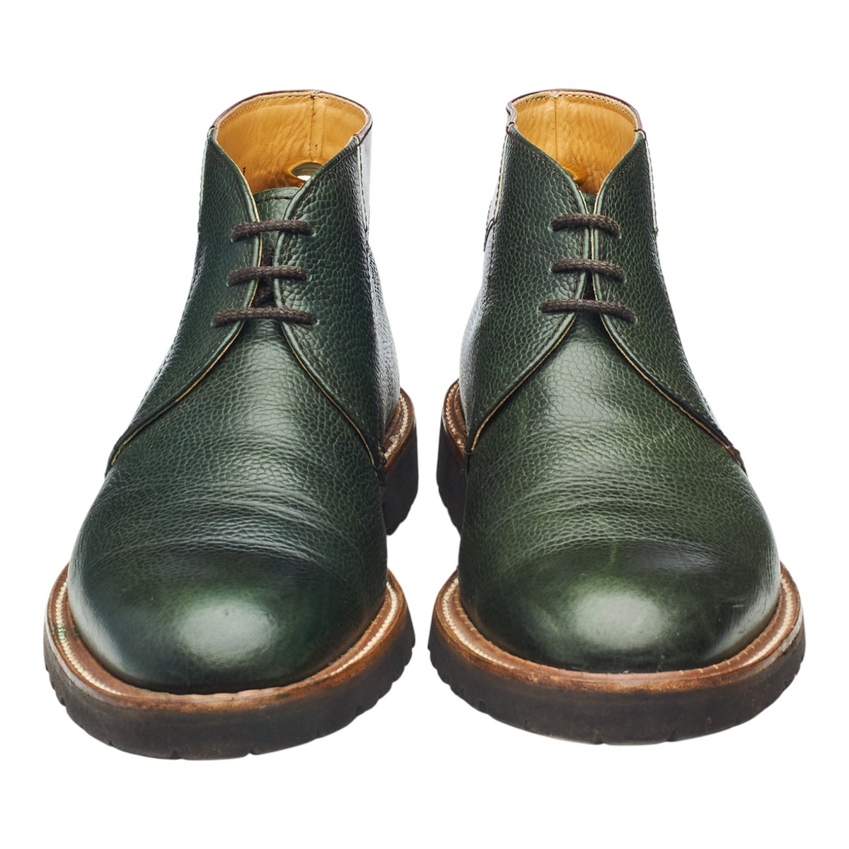 'Fortrose' Dark Green Grain Leather Chukka Boots UK 9.5 F