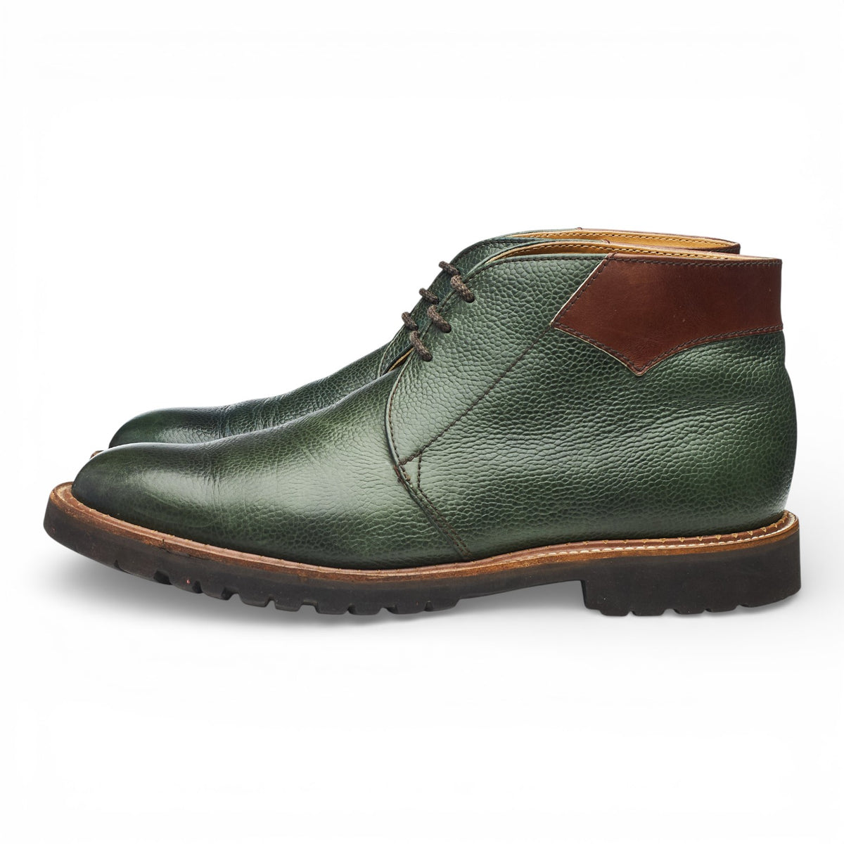 'Fortrose' Dark Green Grain Leather Chukka Boots UK 9.5 F