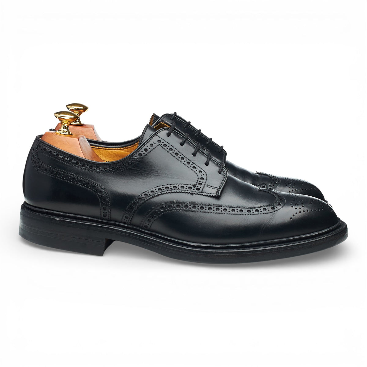 'Pembroke' Black Leather Derby Brogues UK 9 E