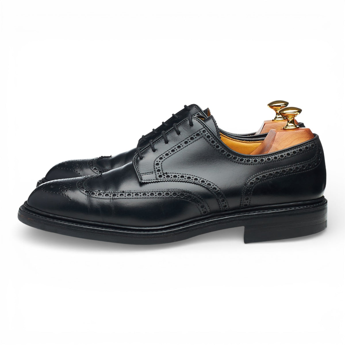 'Pembroke' Black Leather Derby Brogues UK 9 E