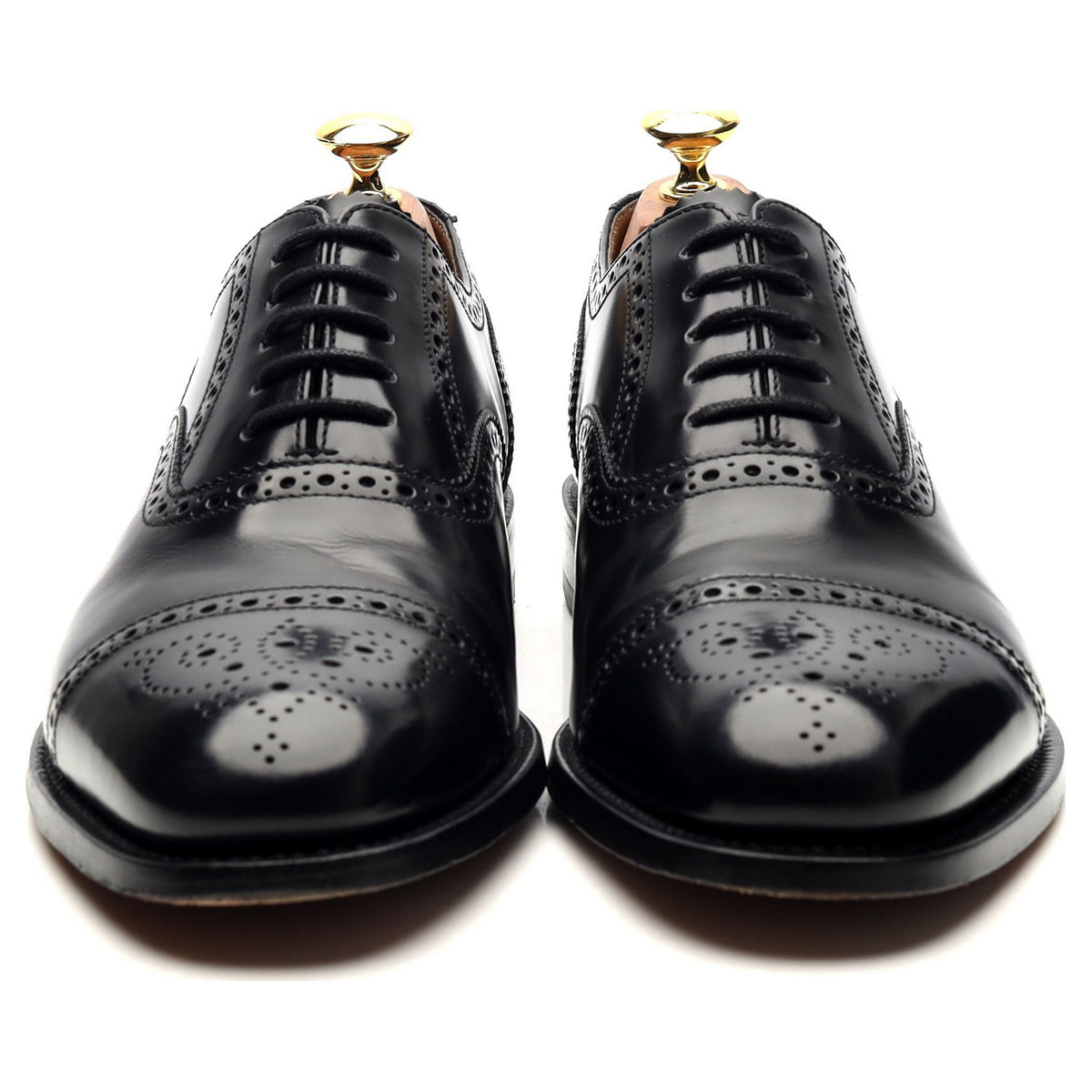 &#39;201&#39; Black Leather Oxford Semi Brogues UK 7.5 F