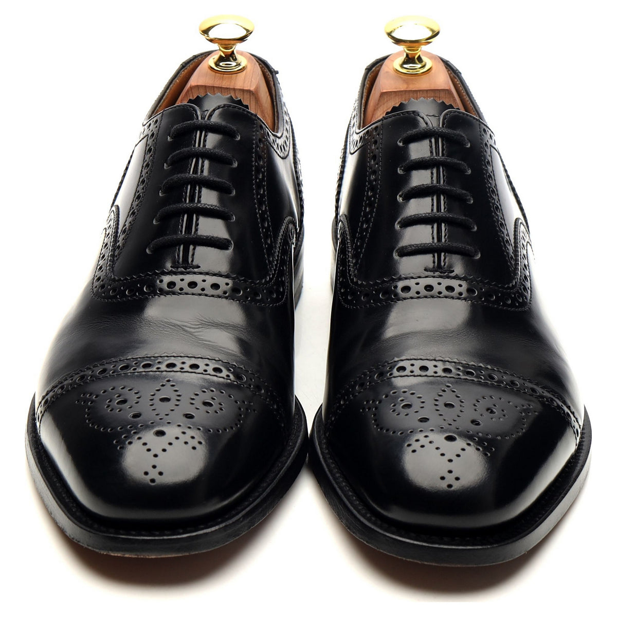 &#39;201&#39; Black Leather Oxford Semi Brogues UK 7.5 F