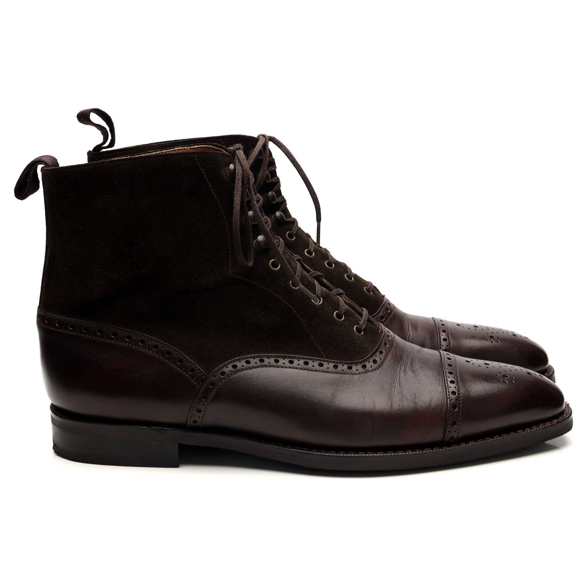 &#39;David&#39; Brown Museum Leather / Suede Balmoral Boot UK 9 E