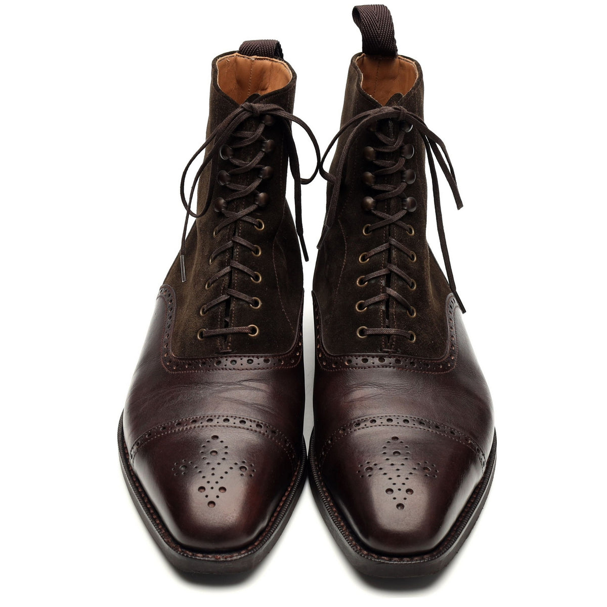 &#39;David&#39; Brown Museum Leather / Suede Balmoral Boot UK 9 E