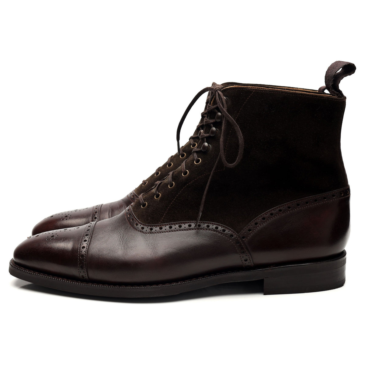 &#39;David&#39; Brown Museum Leather / Suede Balmoral Boot UK 9 E