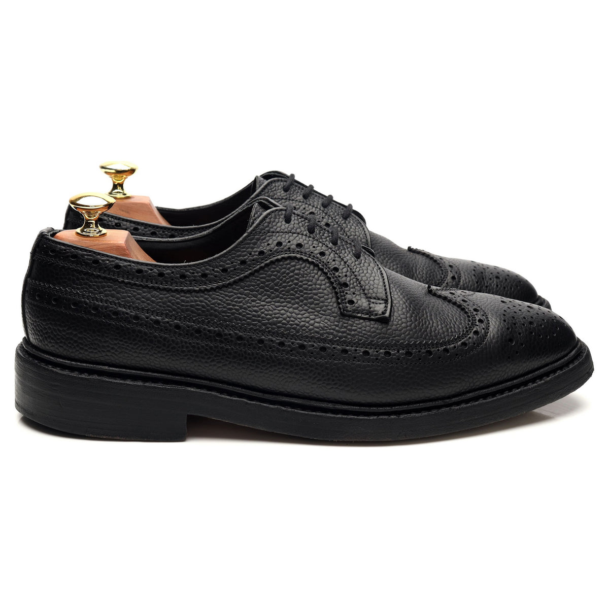 &#39;Richard&#39; Black Grain Leather Derby Brogue UK 8.5