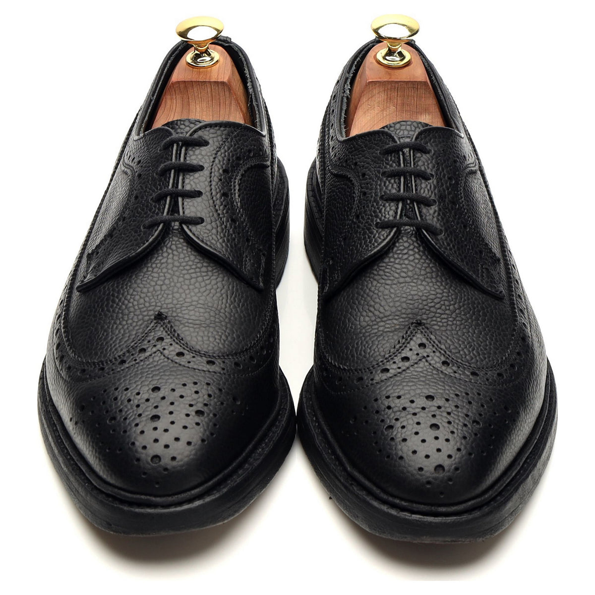 &#39;Richard&#39; Black Grain Leather Derby Brogue UK 8.5