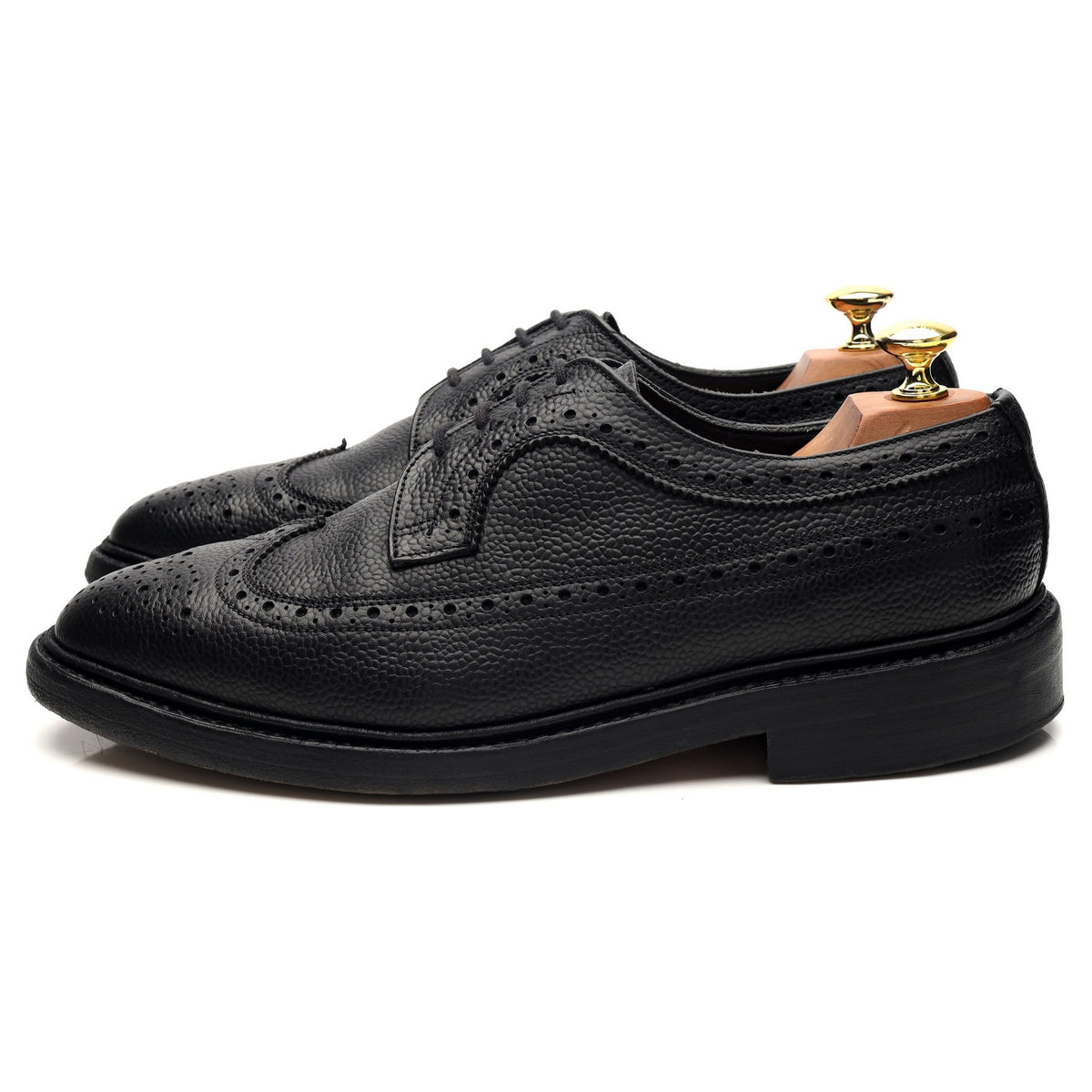 &#39;Richard&#39; Black Grain Leather Derby Brogue UK 8.5