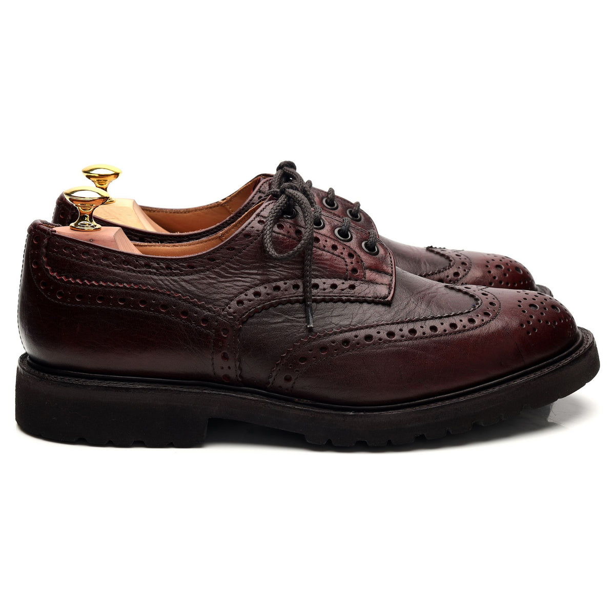 &#39;Bourton&#39; Burgundy Kudu Leather Derby Brogue UK 7.5