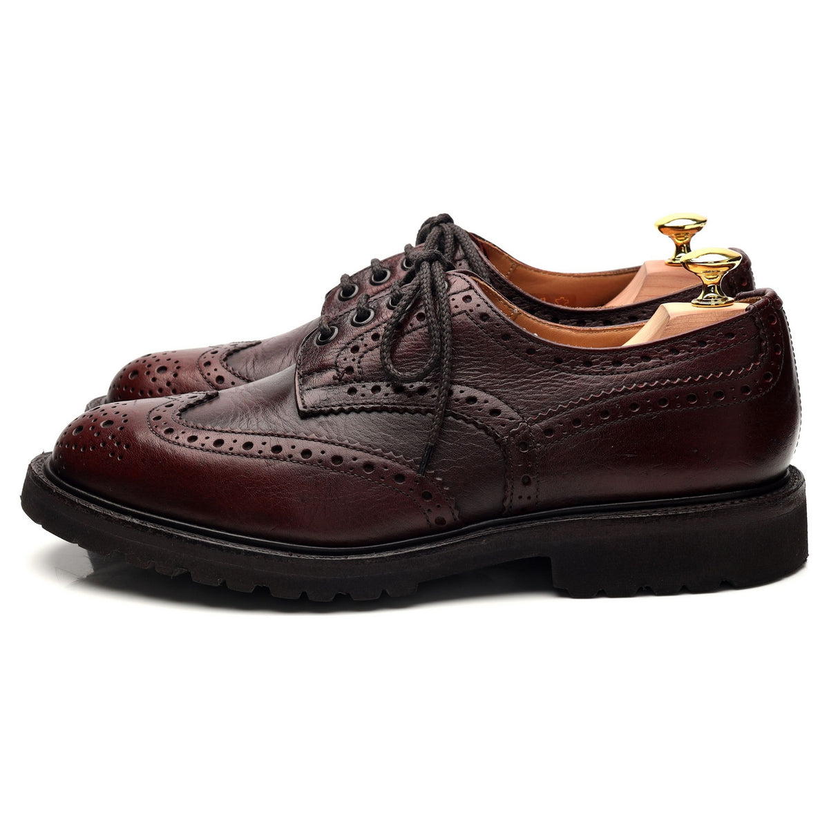 &#39;Bourton&#39; Burgundy Kudu Leather Derby Brogue UK 7.5