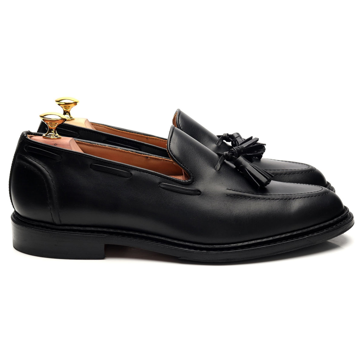 &#39;Elton&#39; Black Leather Tassel Loafer UK 7.5